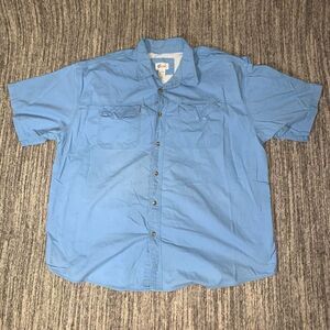 World Wide Sports Mens 3XL Button Front Vented‎ Fishing Shirt Blue Chest Pockets